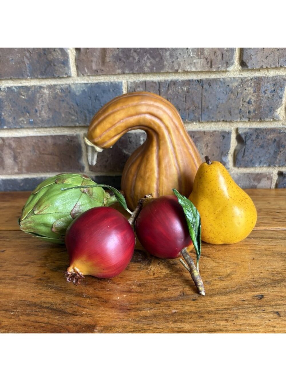 Artificial Fruit Realistic Coated Foam Lot 5 Pear Pomegranate Artichoke Squash
